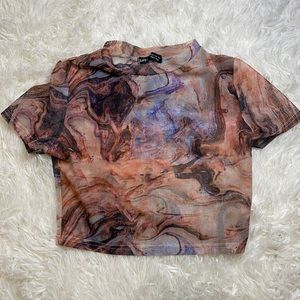 SHEIN pink sheer crop top